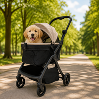 Poussette pour animaux de compagnie 4 roues OEM ODM, capacité de charge 20 kg, pneus amortisseurs 6 et 7 pouces, pliage en un clic, capote amovible, logo et couleur personnalisables