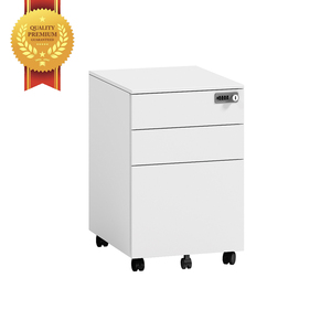 Meuble de rangement mobile de bureau avec roulettes, armoire métallique à 3 tiroirs - Product Image 1