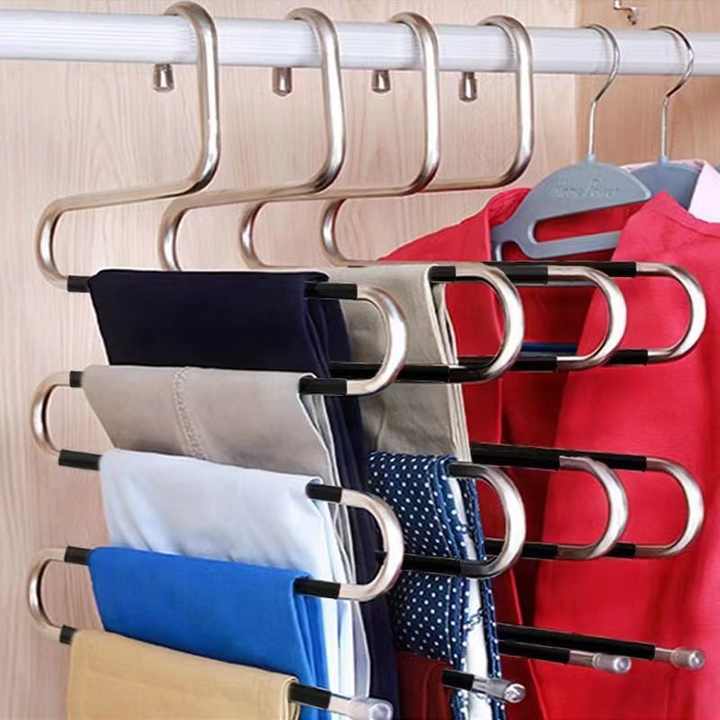 5 Layers Multifunctional Clothes Hangers Nonslip Pant Storage Rack