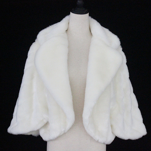 D1332 Châle de mariée ivoire pour robe de mariée, cape tricotée tendance, écharpe en fausse <span class=keywords><strong>fourrure</strong></span>, étole pour robes de mariée - Product Image 3
