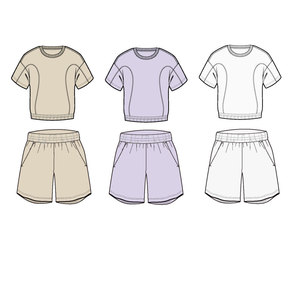 Completo Sportivo da Donna Due Pezzi: Top Corto Arricciato con Orlo Elastico e Pantaloncini da Corsa con Coulisse - <span class=keywords><strong>Abbigliamento</strong></span> Sportivo Femminile per Palestra e Fitness POD - Product Image 4