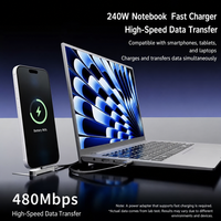 Support de téléphone avec câble de charge rapide 240W et support métallique pliable, câble de données Type C pour appareils mobiles intelligents