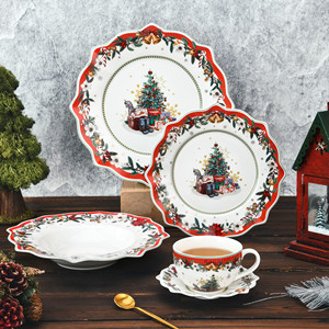 New Enchanted Giáng Sinh Bộ Đồ Ăn <span class=keywords><strong>20Pcs</strong></span> Fine Sứ Gốm Đĩa Súp Bộ Đồ Ăn Nhà Sử Dụng Giáng Sinh Đặt Bữa Ăn Tối - Product Image 3