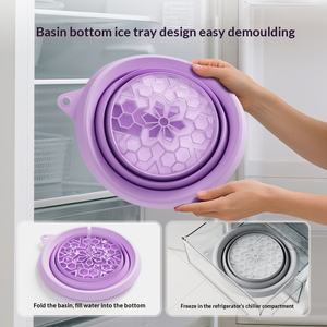Bol pliable en silicone pour bain de glace facial, réutilisable, pour thérapie par le froid, avec plateau à glace intégré, pour la maison et les voyages - Product Image 3
