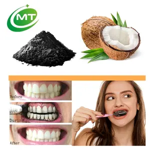 Polvere di carbone attivo organico di guscio di cocco ingrediente esfoliante biodegradabile grezzo naturale al 100% per sbiancare i denti