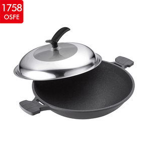 Haute Qualité Antiadhésive 38Cm Moulage sous pression En Aluminium Ustensiles De Cuisine <span class=keywords><strong>Grand</strong></span> <span class=keywords><strong>Wok</strong></span> Avec Couvercle - Product Image 1
