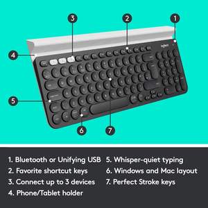 Clavier de jeu sans fil ergonomique personnalisé russe Logitech K780 pour ordinateur de bureau, mobile, tablette, nouveau - Product Image 6
