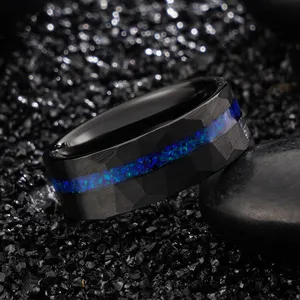 Poya Bijoux En Gros Bleu <span class=keywords><strong>Opale</strong></span> Incrustation <span class=keywords><strong>Prix</strong></span> Tungstène Anneaux De Mariage pour Couple - Product Image 4