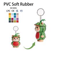 Porte-clés personnalisé coloré sans MOQ, certifié CPC CE EN71 UKCA, en PVC souple, figurine en vinyle ours pastèque