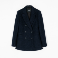 Penjualan laris elegan wanita gaya BLAZER wol wanita warna Solid kancing ganda mantel tertutup modis setelan Double Breasted