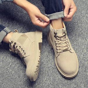 Zapatillas retro de caña alta con cordones, informales para el día a día, de tela de ante caqui, cómodas, con suela gruesa de grano, ligeras para uso diario al aire libre. - Product Image 3