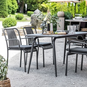 Muebles de restaurante al aire libre Juego de jardín de aluminio Hotel Villa Bistro Patio Mesa de comedor y sillas para 4-6 asientos - Product Image 1