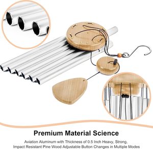 37-inch white aluminum <b>garden</b> wind chimes, classical music festival gifts, outdoor and indoor ornaments - Product Image 5