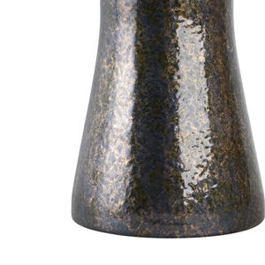 Vaso alto in vetro scultoreo con anello metallico superiore, accessorio decorativo per tavolo, soggiorno, vaso per fiori - Product Image 5