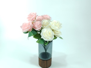 Hermoso Ramo de Rosas Artificiales de Seda de 9 Ramas, Hecho a Mano, Rosa Feliz, Especial para el Día de San Valentín, Nuevo, Versátil, de Alta Calidad - Product Image 3