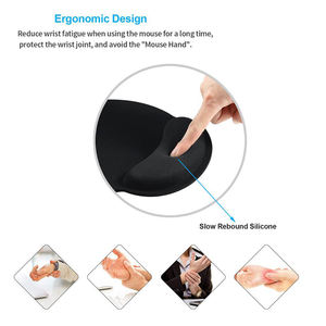 Support de poignet ergonomique personnalisé en mousse à mémoire de forme, base antidérapante, résistant à l'eau, noir, pour souris, avec repose-poignet - Product Image 5