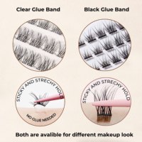 Cils en grappes autocollants pré-collés en cheveux synthétiques naturels à effet œil de chat, logo personnalisé en gros, imperméables, à presser