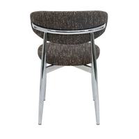 Chaise de salle à manger minimaliste moderne avec pieds chromés, dossier flottant en tweed anthracite, mobilier écologique pour la maison, les restaurants, les hôtels et les cafés