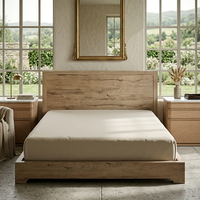 Lit en panneaux de chêne DAVOS, taille King Queen, cadre de lit en bois massif, finition chêne clair, style RH, ensemble de chambre à coucher personnalisé