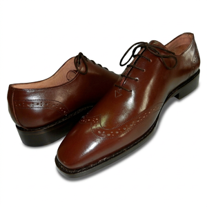 Chaussures habillées Oxford en cuir pleine fleur marron foncé faites à la main pour hommes, avec logo personnalisé, soutien de la voûte plantaire et rehaussement de la taille - Product Image 1