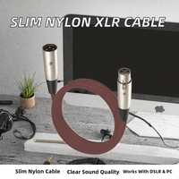Câble micro XLR en nylon fin haut de gamme OEM d'usine, 1m, cuivre sans oxygène pour application microphone d'enregistrement sur ordinateur et appareil photo reflex numérique