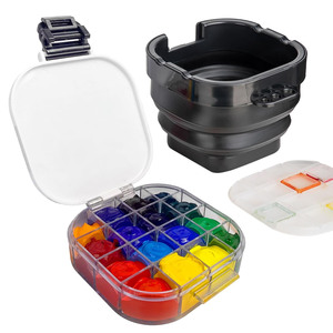 Xinyi Art tout-<span class=keywords><strong>en</strong></span>-un Art Portable seau boîte <span class=keywords><strong>de</strong></span> <span class=keywords><strong>peinture</strong></span> hermétique 16 puits boîte <span class=keywords><strong>de</strong></span> <span class=keywords><strong>Palette</strong></span> <span class=keywords><strong>de</strong></span> stockage pliant pinceau bassin pour acrylique - Product Image 1