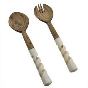 Hot Sale Wooden <b>Salad</b> Server With Vintage Bone Handle Eco-Friendly <b>Salad</b> <b>Tools</b> Kitchenware Home Kitchen Utensils Serving Spoons - Product Image 1