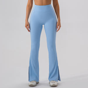 Pantaloni a zampa di danza a vita alta da donna morbidi e rapidi a gamba aperta - Product Image 1