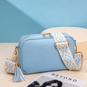 Groothandel Custom Dames Baby Blauw Roze Pu Lederen Schoudertas Gitaar Strap Crossbody Tas Met Kwastje - Product Image 2