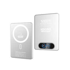 Banque d'alimentation magnétique ultra-mince en alliage d'aluminium F15 6,7 mm avec écran couleur TFT, charge rapide sans fil 15W et PD 20W, 5000 mAh, semi-solide - Product Image 1