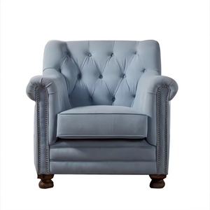 <span class=keywords><strong>Fauteuil</strong></span> en bois massif de style <span class=keywords><strong>campagnard</strong></span> américain <span class=keywords><strong>Fauteuil</strong></span> d'appoint de ferme <span class=keywords><strong>rustique</strong></span> avec capitonnage à boutons et clous en métal - Product Image 1