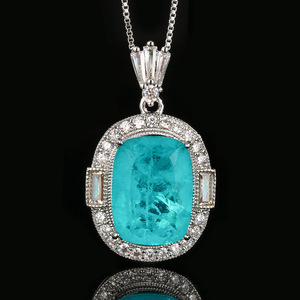 Geometric 12*16-10*12 Cubic Zirconia Pendant <b>Earrings</b> Necklace Set Imitation Blue Paraiba Vintage Gold Wedding Fashion - Product Image 5