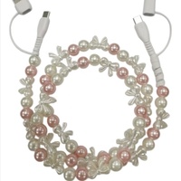Nouvel accessoire de bijouterie DIY pour téléphone 18 : Perles solides, nœuds papillon, perles acryliques, perles macaron, chargeur de téléphone Type C perlé