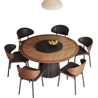 Ensemble de table et chaises de salle à manger rondes en bois massif de luxe moderne, 4, 6 ou 8 places, design de meubles noirs rotatifs pour salon et restaurant