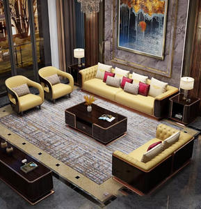 أريكة فاخرة لردهة الفندق والفيلات وغرفة المعيشة، إطار من الفولاذ المقاوم للصدأ بلون ذهبي وردي، تصميم عصري من الجلد الأصلي، طقم أرائك للاسترخاء - Product Image 3