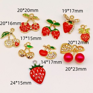 新款樱桃草莓立体合金油DIY水果饰品配件适用于钥匙包手链吊坠材料 - Product Image 2