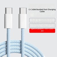Cable de Datos de Carga Rápida Tipo C a Tipo C de 60W, 1M 1.5M 2M, con Trenzado de Nailon, para iPhone 15 16 17, Venta al Por Mayor, Alta Calidad