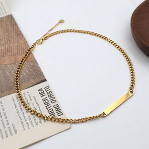 Gold Geometric Pendant Necklace Stainless Steel Minimalist Design Women's Jewelry Clavicle Chain Fashion Accessory - Product Image 2