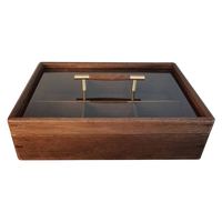Coffret Cadeau de Thé Rectangulaire Personnalisé Écologique en Bois de Cerisier, Boîte de Rangement pour Thé en Feuilles, Bois de Pin Massif, 9 Compartiments, Poignées en Laiton