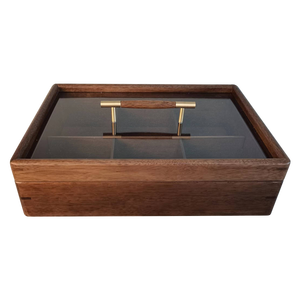 Bộ Trà Tùy Chỉnh Hình Chữ Nhật Hộp Quà Tặng Hộp Trà Lá Cherrywood Đựng Đồ Bằng Gỗ Thông Trơn 9 Ngăn Có Tay Cầm Bằng Đồng Cho Gia Đình - Product Image 3