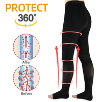 Collants de compression 30-40 mmHg en nylon et élasthanne à bout ouvert, bas de compression à compression dégradée favorisant la circulation sanguine pour l'été