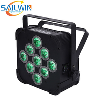 Projecteur LED plat sans fil 9x18W 6-en-1 RGBAW UV DMX512 6000K sur batterie avec flight case de chargement pour DJ, Uplighting, Mariages et Événements