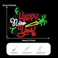 Letrero LED de Neón Personalizado al por Mayor, Colorido y Regulable, con la Frase 'Feliz Año Nuevo', Luz de Pared para Fiestas, Decoración Navideña para Celebrar el Año Nuevo