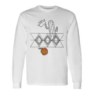Camiseta de manga larga con estampado abstracto de cactus y melocotón, unisex, talla para adultos M L XL XXL - Product Image 1