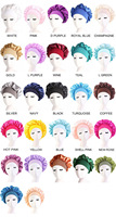 Gorros de Satén con Banda Ancha Elástica para Dormir Bajo MOQ Colores Lisos para el Cuidado del Cabello Rizado para Mujeres