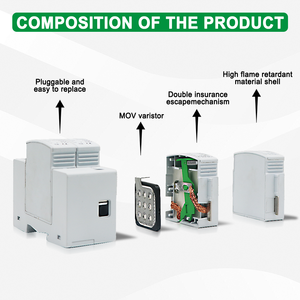 Dispositivo <span class=keywords><strong>di</strong></span> protezione contro le sovratensioni 80KA 4P T2 SPD 380V con protezione 2.2KV per sistemi <span class=keywords><strong>di</strong></span> alimentazione industriale - Product Image 6