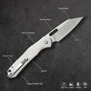 سكين جيب قابل للطي مخصص للاستخدام التكتيكي والصيد والتخييم والبقاء في الأماكن الخارجية من الفولاذ المقاوم للصدأ بالكامل EMHTiii - Product Image 5