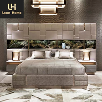Juego de Muebles de Dormitorio de Lujo Moderno de Último Diseño Italiano Cama Doble de Gama Alta con Cabecero Grande Tamaño King