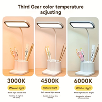 Lampe de bureau à LED avec porte-stylo, lampe de bureau rechargeable, lampe de bureau pour étudiants, lampe de bureau pour dortoir, lampe de chevet