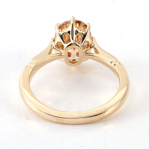 Anillos Personalizados, Anillo de Compromiso de Diamantes, Oro Amarillo Macizo de 18k y 14k, 3ct, Forma Ovalada, Corte Europeo Antiguo, Moissanita Color Champán, Anillo de Bodas - Product Image 2